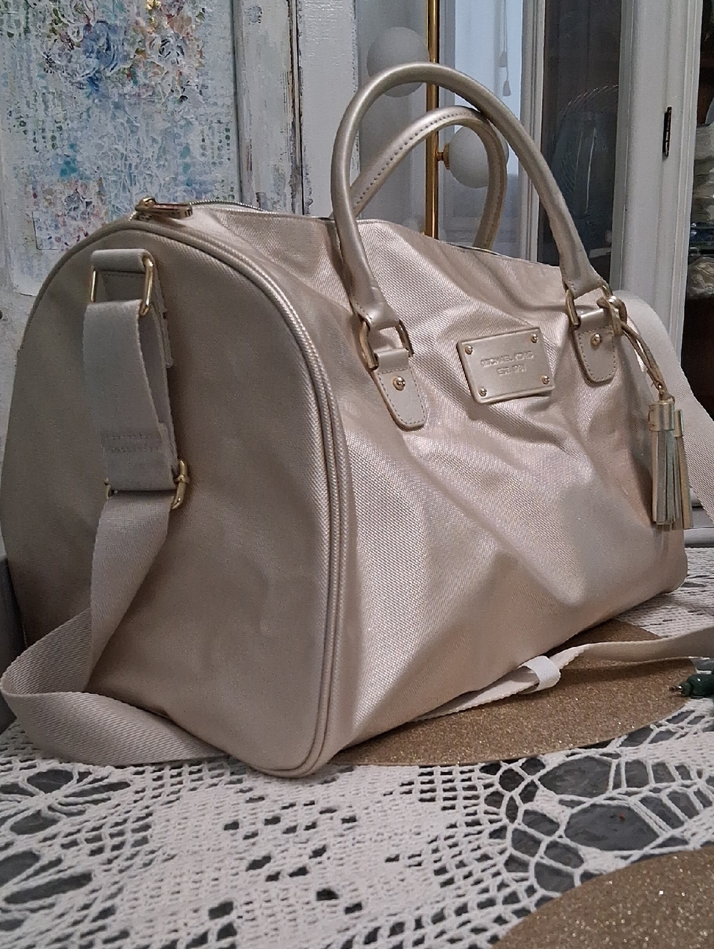 Michael Kors Metallic Pearl Duffel Bag